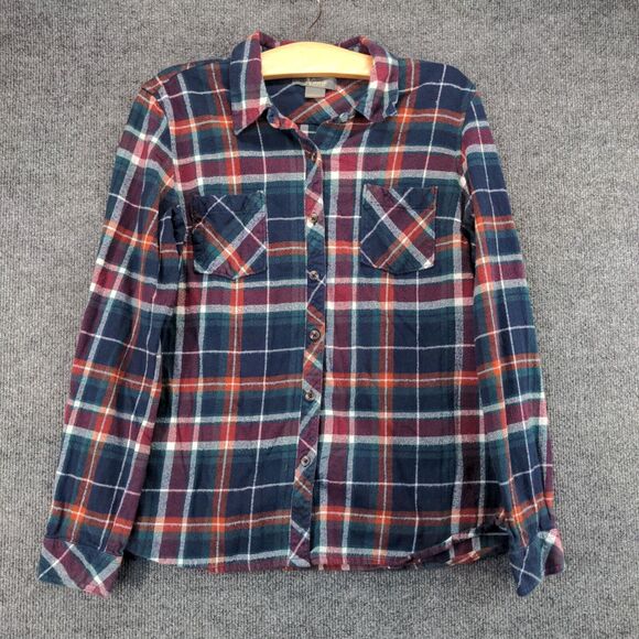 Natural Reflections Womens Button-Up Shirt Large Blue Red Plaid Chest Pocket - Picture 2 of 12